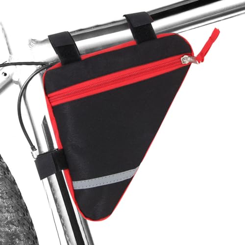 Waterproof Bike Triangle Bag with Reflective Strips - Red