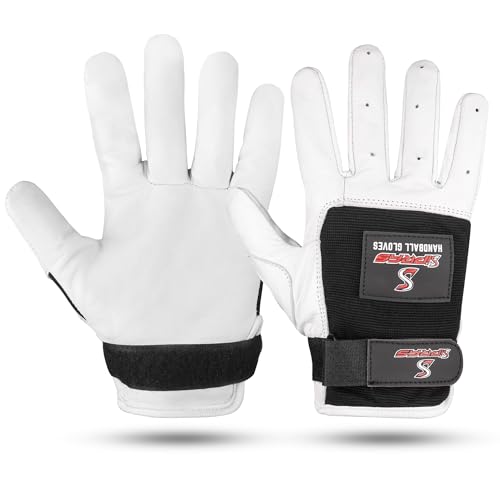 Premium Leather Handball Gloves - Large, Unpadded with Adjustable Strap