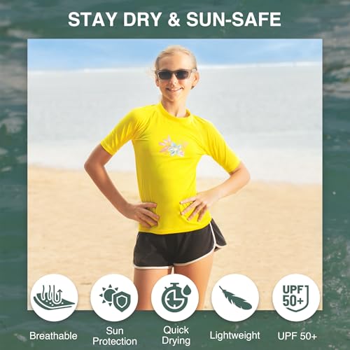 Girls' Jade Rash Guard - UPF 50+ Sun Protection - Daria Yellow