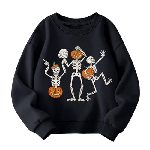 AQYLXLHH 4T Toddler Halloween Pumpkin Ghost Dinosaur Sweatshirt Boys Girls 2-Skeleton Black