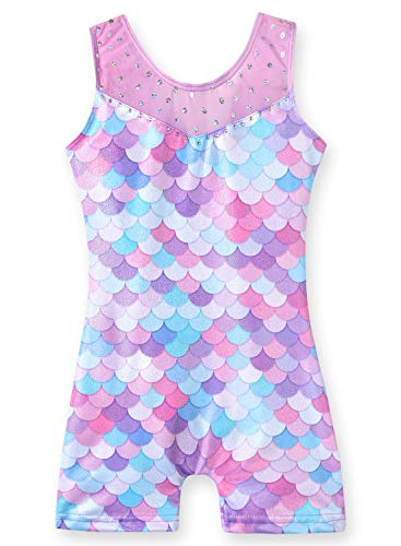 Girls' Gymnastics Leotard - Shiny Rainbow Unicorn Design