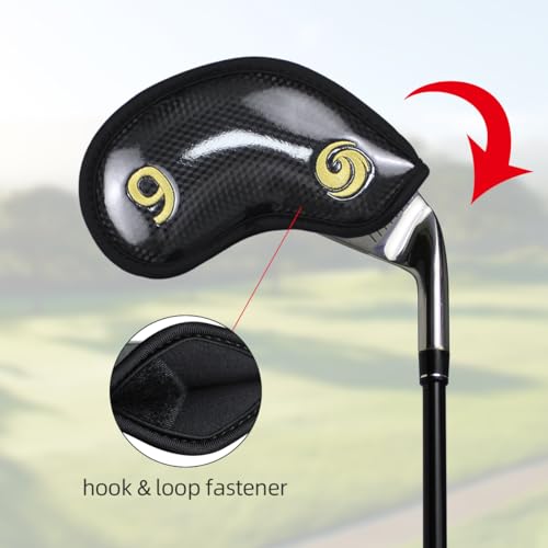 Leather Golf Iron Head Covers - Set of 10/12 - Embroidered Number Tags