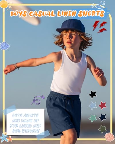 Boys Swim Trunks with Liner - Navy Blue, 7-8 Years