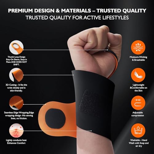 Graphene Wrist Brace for Carpal Tunnel & Arthritis - Black - Adjustable