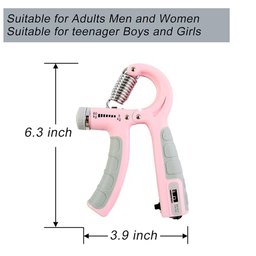 Adjustable Hand Grip Strengthener with Counter - Pink Grip