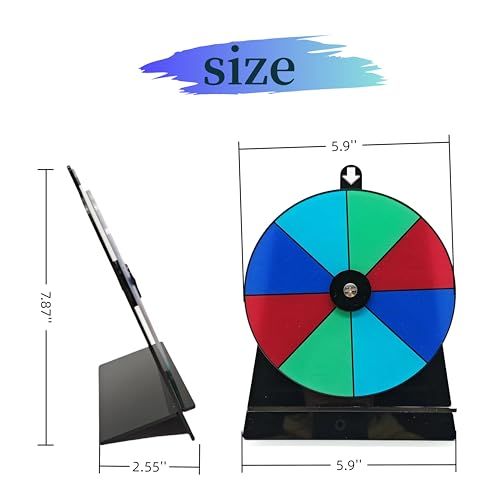 6 Inch Prize Wheel - Mini Tabletop Spinning Game with 8 Slots