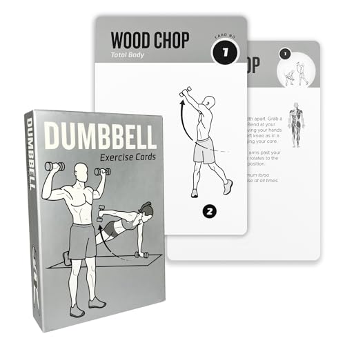 Dumbbell Workout Cards - 62 Large Exercise Cards for Strength Training