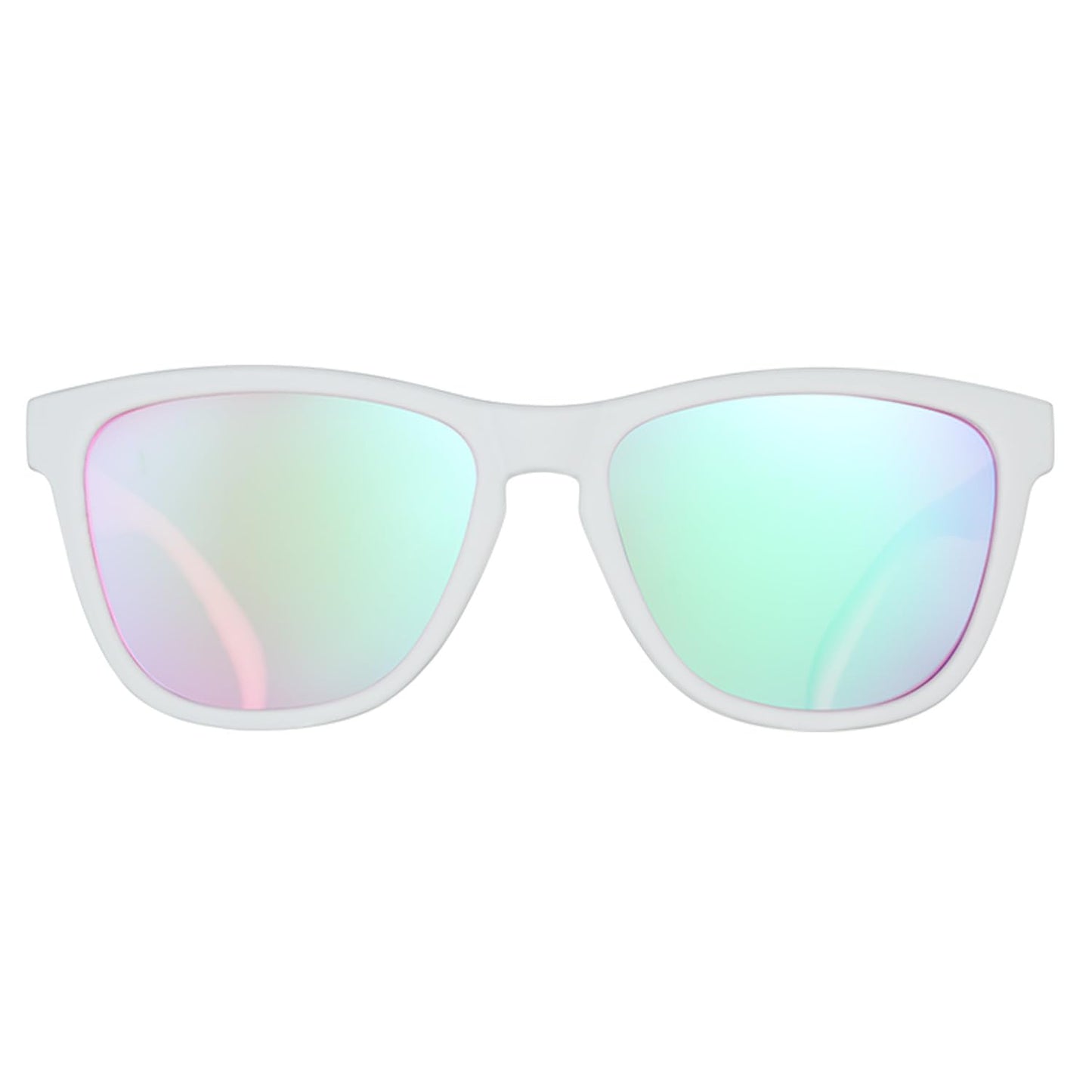 goodr Au Revoir, Gopher Polarized Sunglasses, Medium Sized (OG), White Solid Frame with Rose High Contrast Lenses, UV400 Protection, No Slip, No Bounce