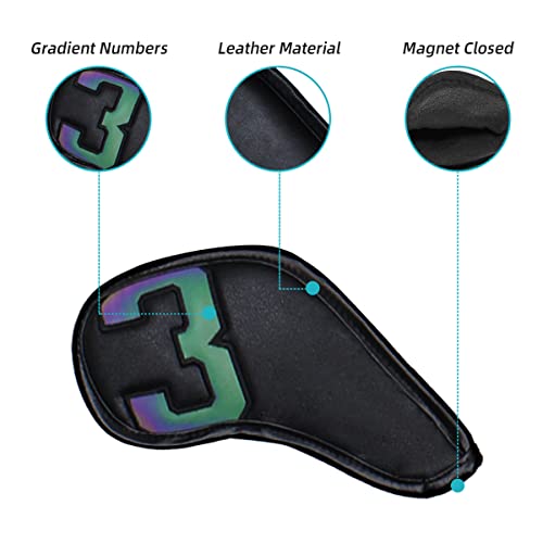 Golf Club Head Cover for Irons - Waterproof Leather - Black 3