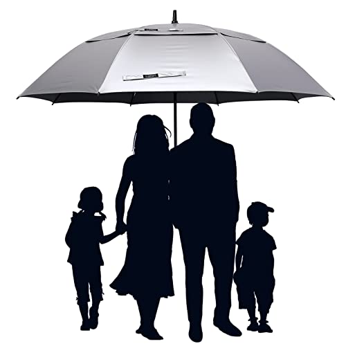 68 Inch UV Protection Golf Umbrella - Auto Open, Windproof, Black/Silver