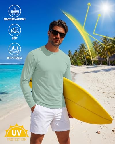 August Alley Men's Rash Guard Shirts UPF 50+ 3-Pack Black Gray Green Blue XL