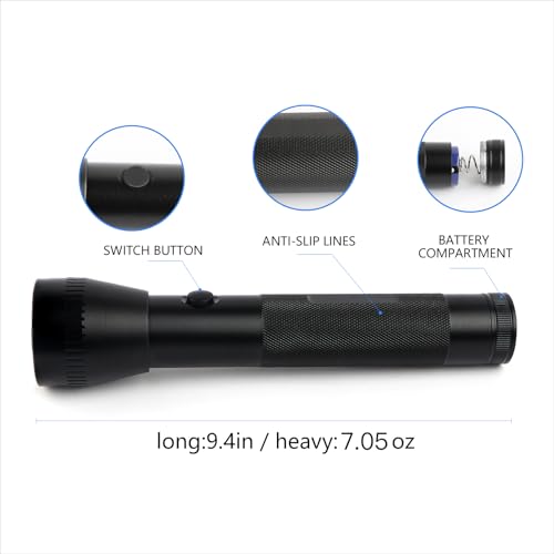 Hilngav Heavy Duty 2-Cell D LED Flashlight - 300 Lumens, Aluminum, Rugged for Outdoors & Emergencies - 1 Pack