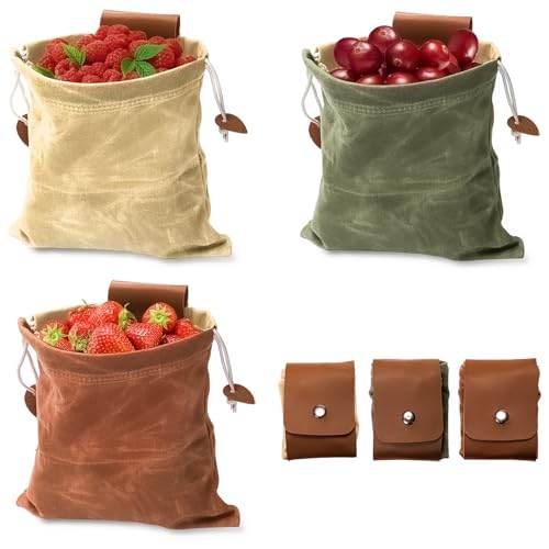 Mezchi Collapsible Canvas & Leather Mushroom Foraging Bag - Waterproof, Multi-Use Pouch for Hiking & Camping