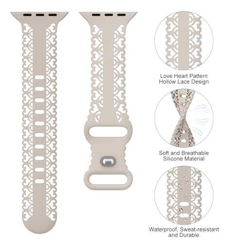 Breathable Lace Silicone Sport Band for Smart Watches - Starlight 38/40/41/42mm
