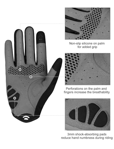 Padded Touchscreen Cycling Gloves - Gray, X-Large