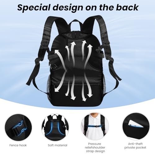 Basketball Backpack with Ball & Shoe Compartment - Black