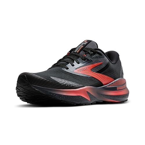 Supportive Running Shoe - Brooks Women’s Adrenaline GTS 24 - 8.5 Black/Ebony/Hot Coral