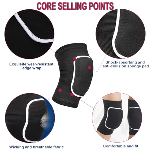 YINXIAQIYE Medium Black White Volleyball Knee & Elbow Pads, Breathable Sports Protective Gear