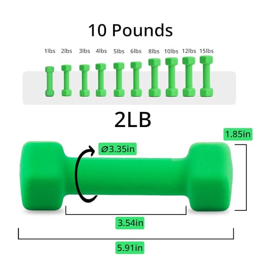 Portzon 8 Colors Options Compatible with Set of 2 Rubber Dumbbell