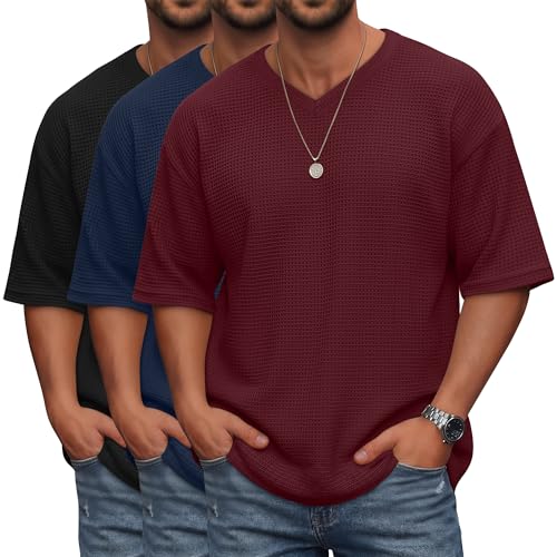 Men's Oversized Waffle T-Shirts - 3 Pack