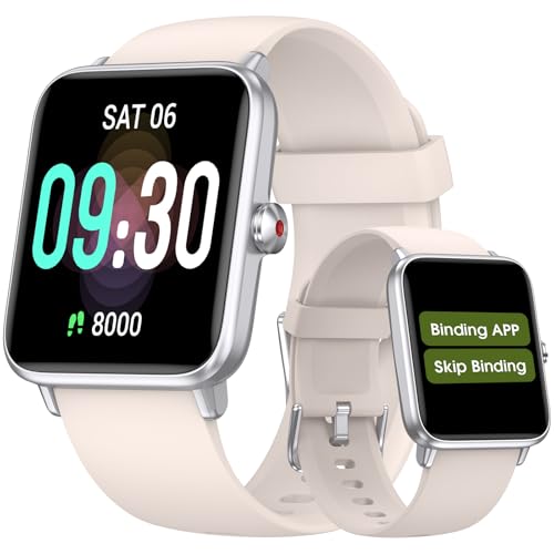 Fitness Tracker Watch for Seniors - Pedometer, Heart Rate, Sleep Monitor - Almond