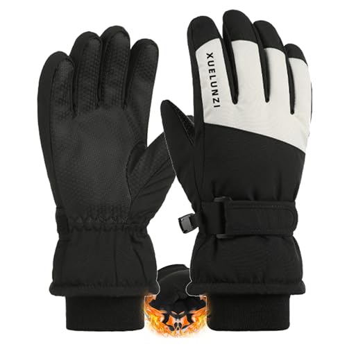 Kids Waterproof Winter Ski Gloves - Black, 9.8x4.3in