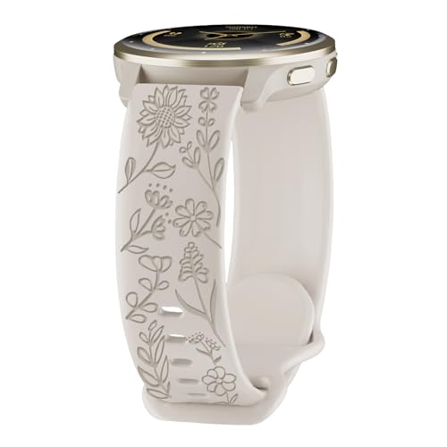 Sunflower Silicone Band - 18mm Soft Replacement Wristband for Garmin Venu 3S/Vivoactive 4S/Venu 2S/Venu 4/Vivomove 3S - Starlight