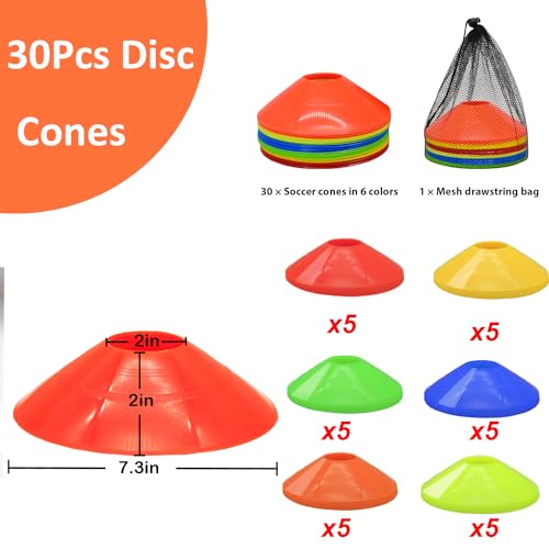 7" Soccer Cones Set - 42 Pcs Multicolor Training Cones with Carry Bag