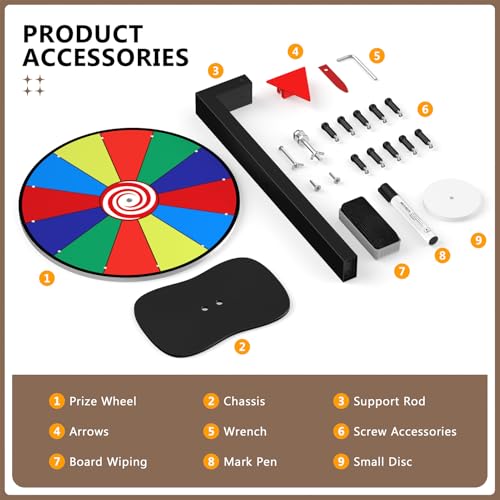 12-Inch Color Prize Wheel with 12 Slots – Dry-Erase Wheel for Parties, Carnivals & Classrooms