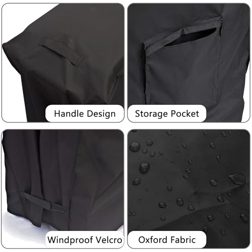 Black Cooler Cart Cover for 80-100 Qt Rolling Ice Chest - 36"L x 19.5"W x 31.5"H, Weatherproof & Waterproof