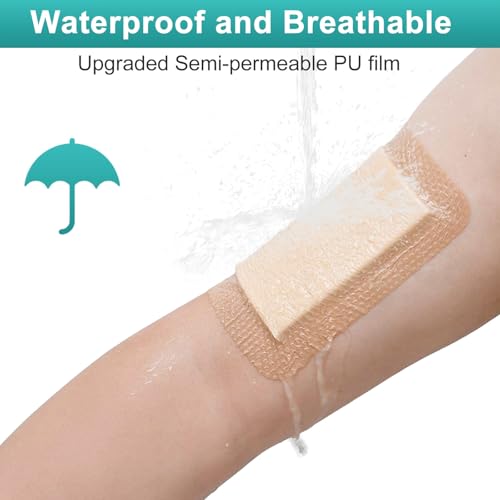 CAKRNPS Dark Beige Silicone Foam Wound Dressings 4x4 Inch Pack of 10 – Waterproof, Self-Adhesive, Hypoallergenic for Bed Sores & Exuding Wounds