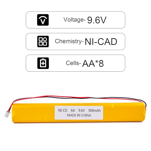 2 Pack 9.6V 900mAh Ni-Cd Exit Sign Emergency Light Battery - Compatible with BBAT0043A/BAT9.6V700/BBAT0044A/BAA-96.