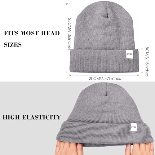 FEQO 4 Pack Satin Lined Beanies - Soft Silk Lined Winter Hats, Black/White/Gray/Oatmeal