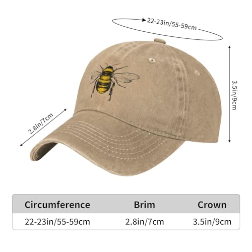 Funny Bees Baseball Cap for Women & Men Honey Bee Dad Hat Vintage Denim Adjustable Strapback