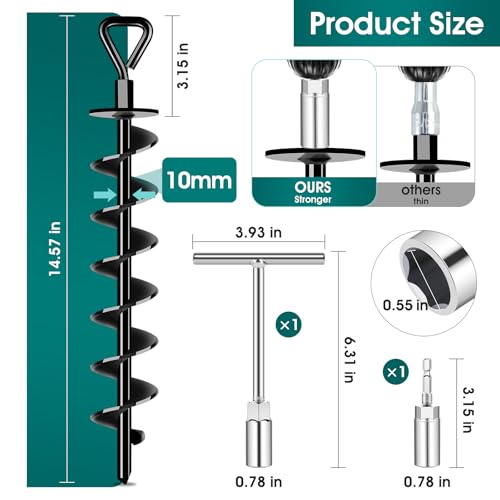 Heavy Duty Ground Anchors for Trampolines - 4x15 Inch Black