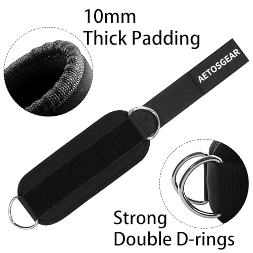 Padded Ankle Straps for Cable Machines - Glute Workout Cuff - 01-Black/Single