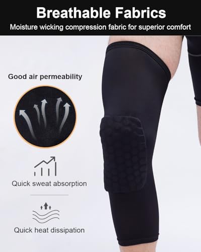 Basketball Knee Pads Sleeves - Honeycomb Compression - Medium/Black