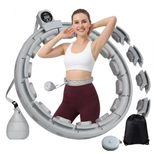 Weighted Fitness Hoop with Digital Counter - Adjustable 30-50 Inch