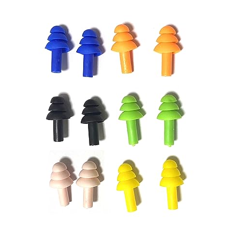 6 Pairs Reusable Silicone Earplugs - Waterproof Noise Cancelling Ear Plugs