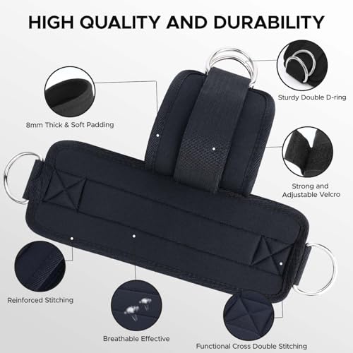 Adjustable Fitness Ankle Straps for Cable Machines - Black, 2PCS