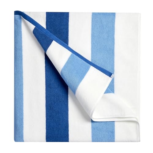 Oversized Cotton Beach Towel - Extra Large 40"X70" Plush Navy Blue