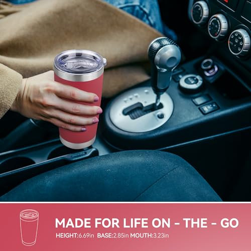 VQRRCKI Red 20oz Stainless Steel Insulated Travel Tumbler with Lid