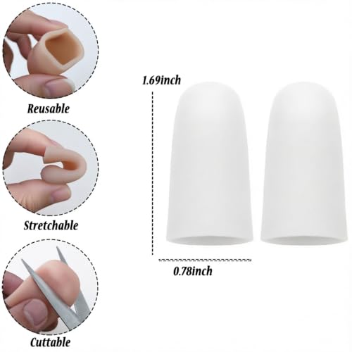 14pcs Silicone Gel Finger Protectors - White Fingertips Cots