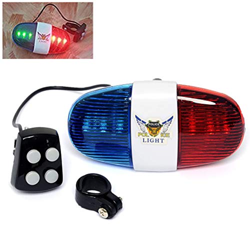 Bike Police LED Horn Light with 4 Siren Sounds & Flashing LEDs for Cycling Safety