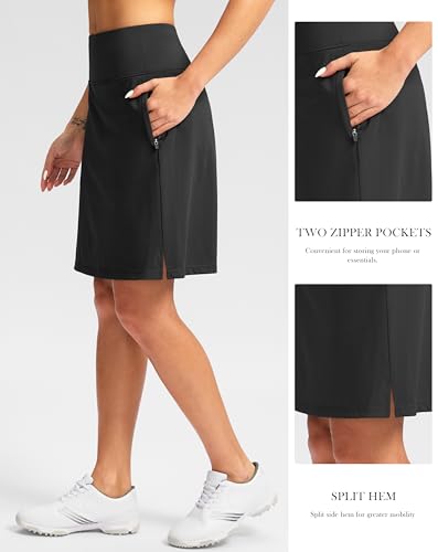 G Gradual 20" Knee-Length Golf Skort with Pockets - Black, Large