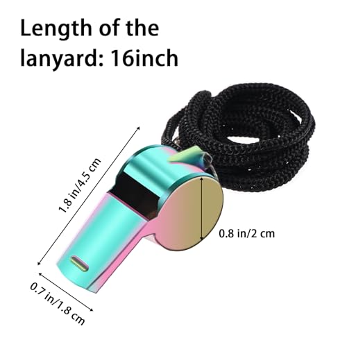 Loud Sports Whistle with Lanyard - 2 Pack Rainbow Colors