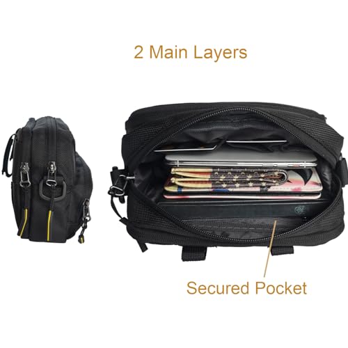 Larswon Black Motorcycle Handlebar Front Bag – Water-Resistant 8.2 x 5.6 x 3.5 in HUD Patch Panel