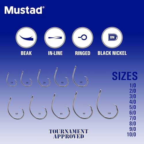 Circle Hook 4/0 - Pack of 8 | Wide Gap Offset Design for Bass & Tuna