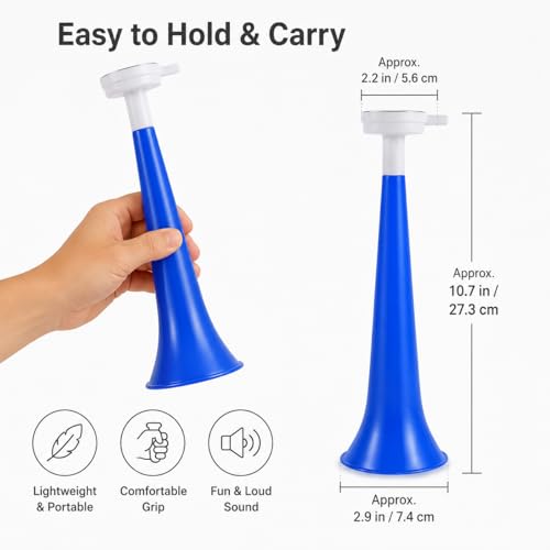 8 Pack Stadium Horns Noisemakers - Plastic Cheer Trumpets