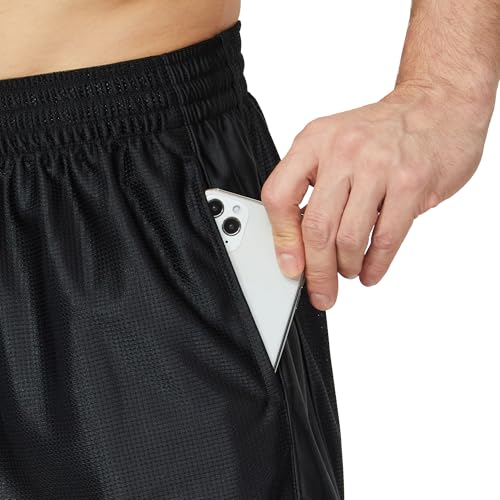 Urbciety Men's 12-Inch Big & Tall Basketball Shorts X-Large Black with Pockets & Drawstring